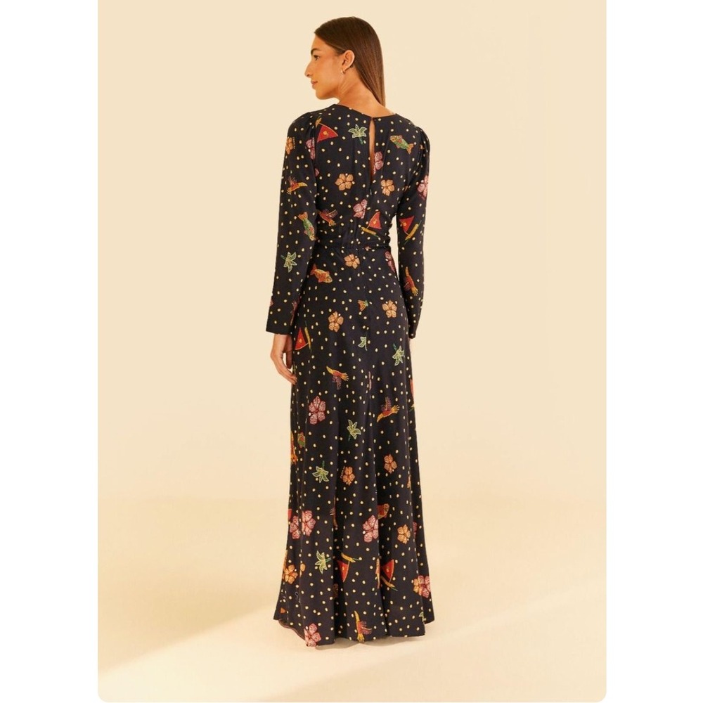 FARM Rio Riqueza Tropical Cutout Maxi Dress Polka Dot Fish Floral Tropical Large - Picture 2 of 12